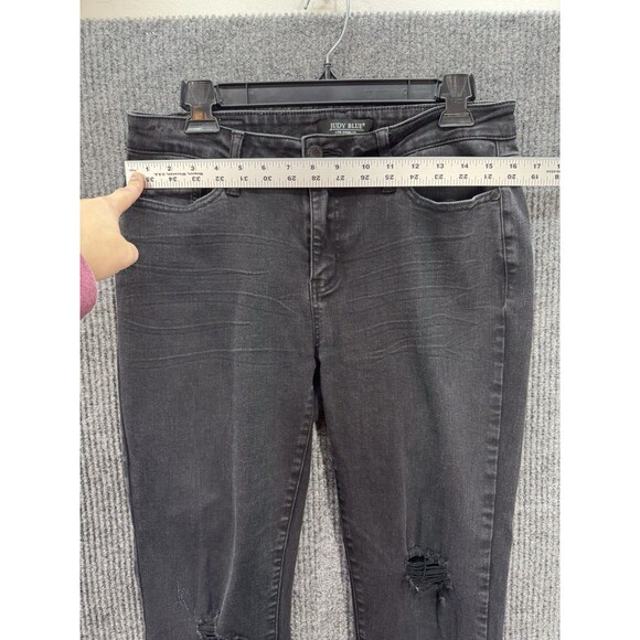 Judy Blue Slim Fit Jeans Womens 9/29 Black Distressed Raw Hem Stretch JB88137 - Picture 6 of 10